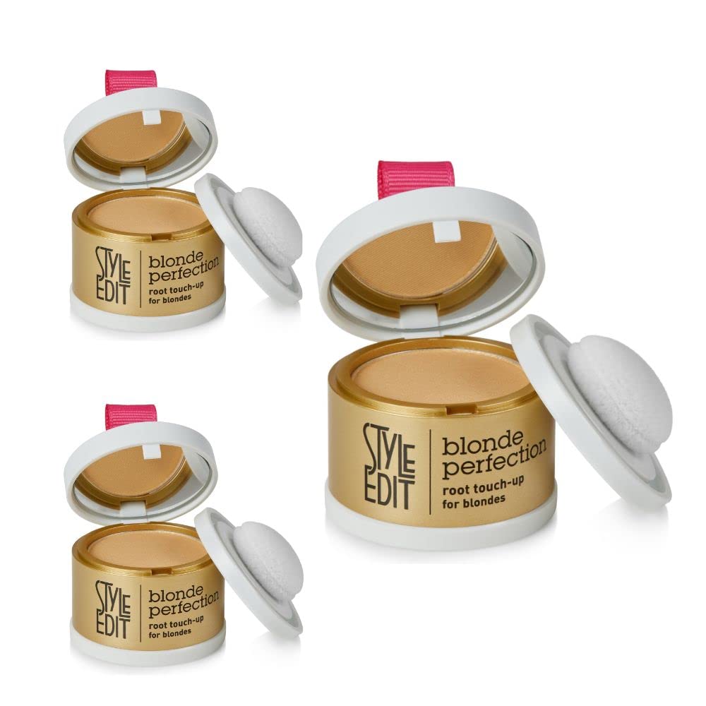 Style Edit Root Touch Up Powder - Water Resistant Medium Blonde, 3 Pack For Grays & Dark Roots