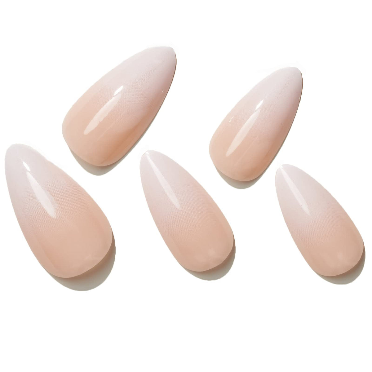 GLAMERMAID Short Almond French Tips Press On Nails, Nude Ombre Gel, 24Pcs Reusable Kits