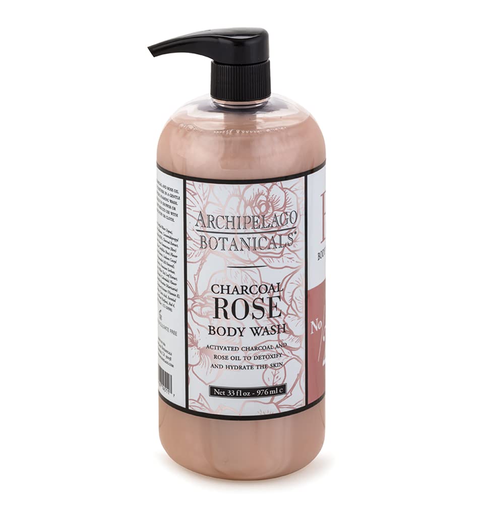 Archipelago Botanicals Charcoal Rose Body Wash  Detoxifying and Hydrating Daily Wash  Luxuriously Smooth Skin  Free from Paraben