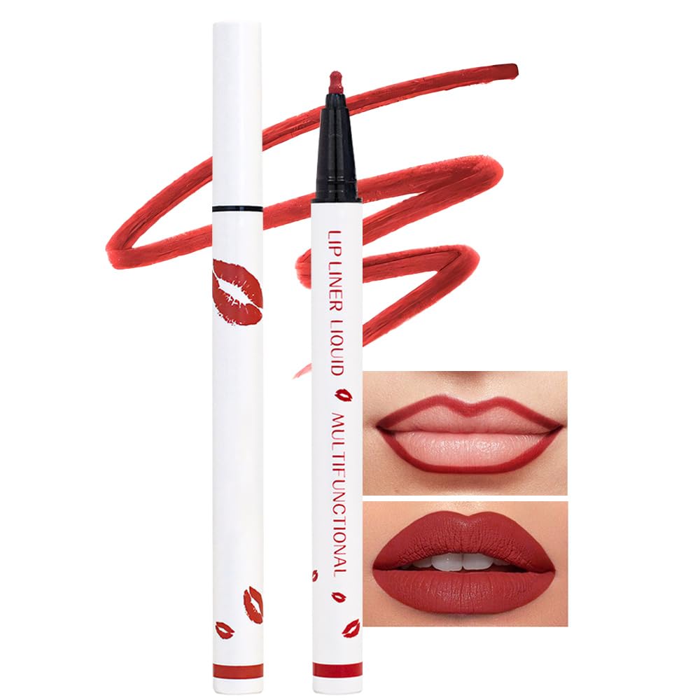 Kaely Dark Red Matte Lip Tint Stain Marker Pen - 2In1 Liquid Lipstick & Liner, Waterproof 24H