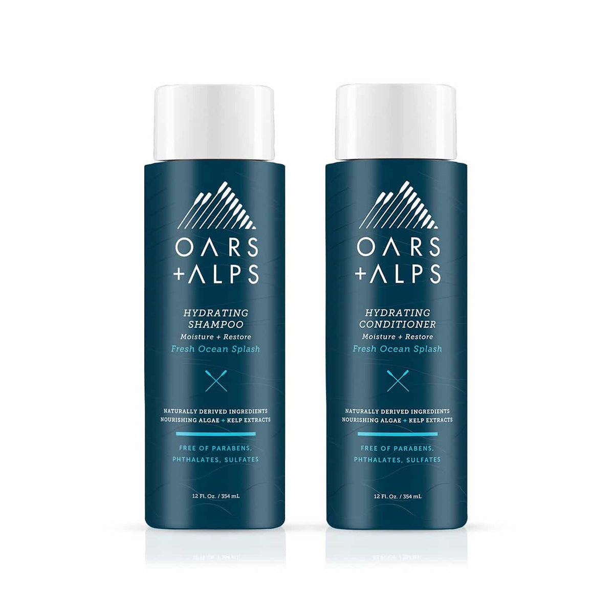 Oars + Alps Men'S Sulfate Free Shampoo & Conditioner Set, Kelp & Algae, Fresh Ocean Splash, 12 Fl Oz