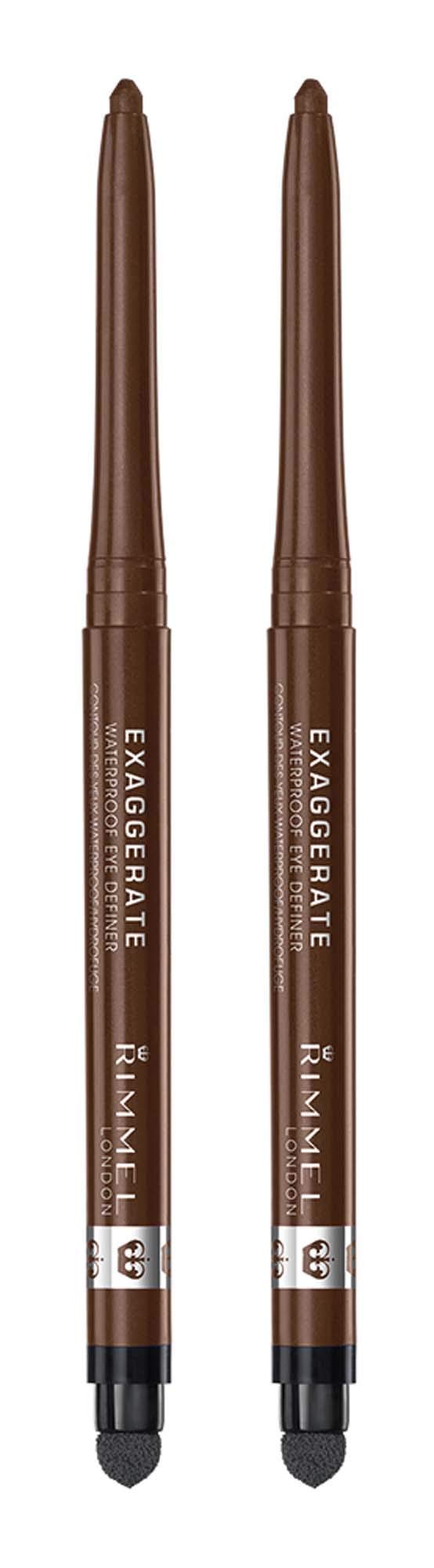 Rimmel London Exaggerate Auto Waterproof Eye Definer, Rich Brown, 2 Count