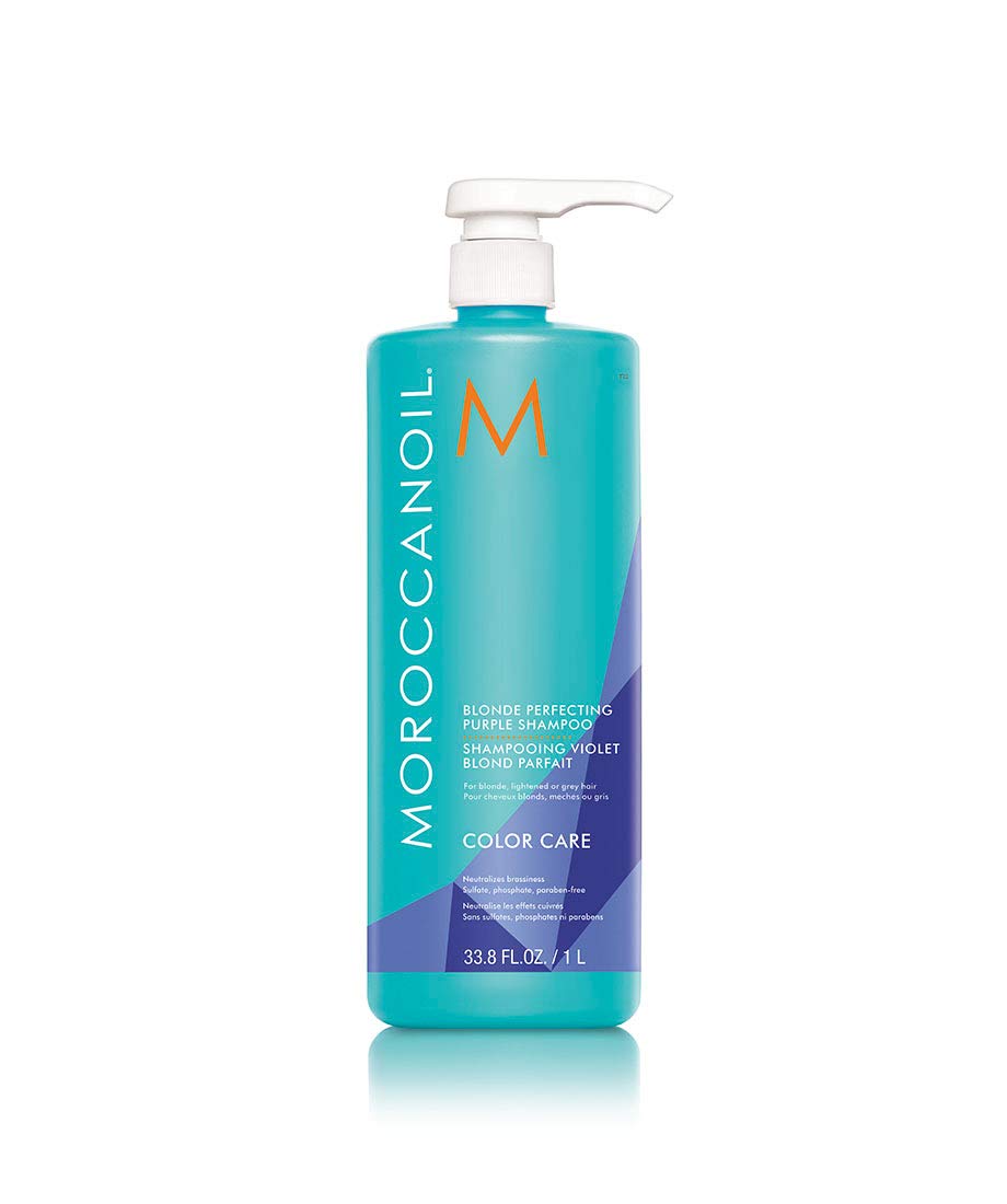 Moroccanoil Blonde Perfecting Purple Shampoo - 33.8 Fl Oz For Brighter, Blonde Hair