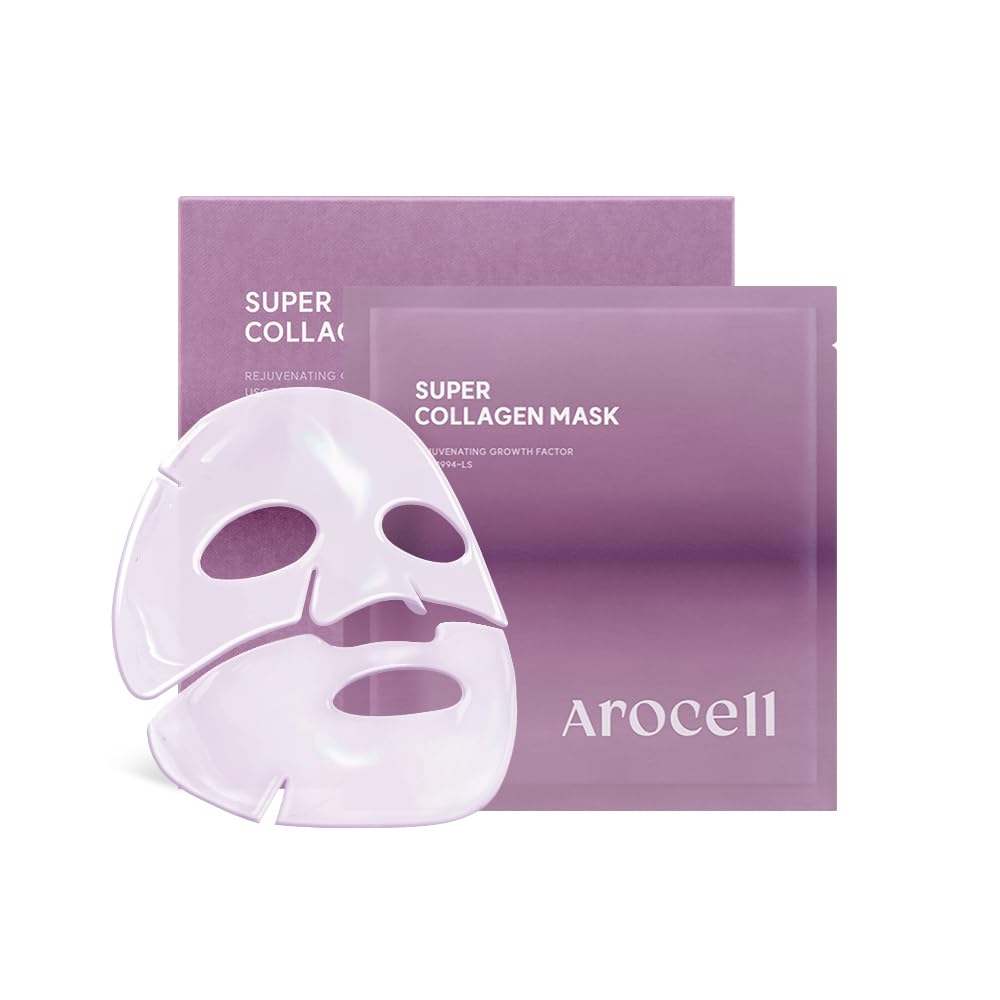 Arocell Super Collagen Mask - 4 Hydrogel Sheets For Hydrating Anti-Aging Korean Skincare