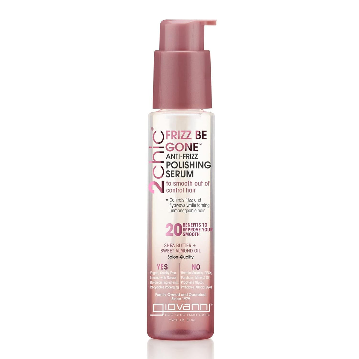 Giovanni 2Chic Frizz Be Gone Serum - Anti-Frizz Shea Butter & Almond Oil, 2.75