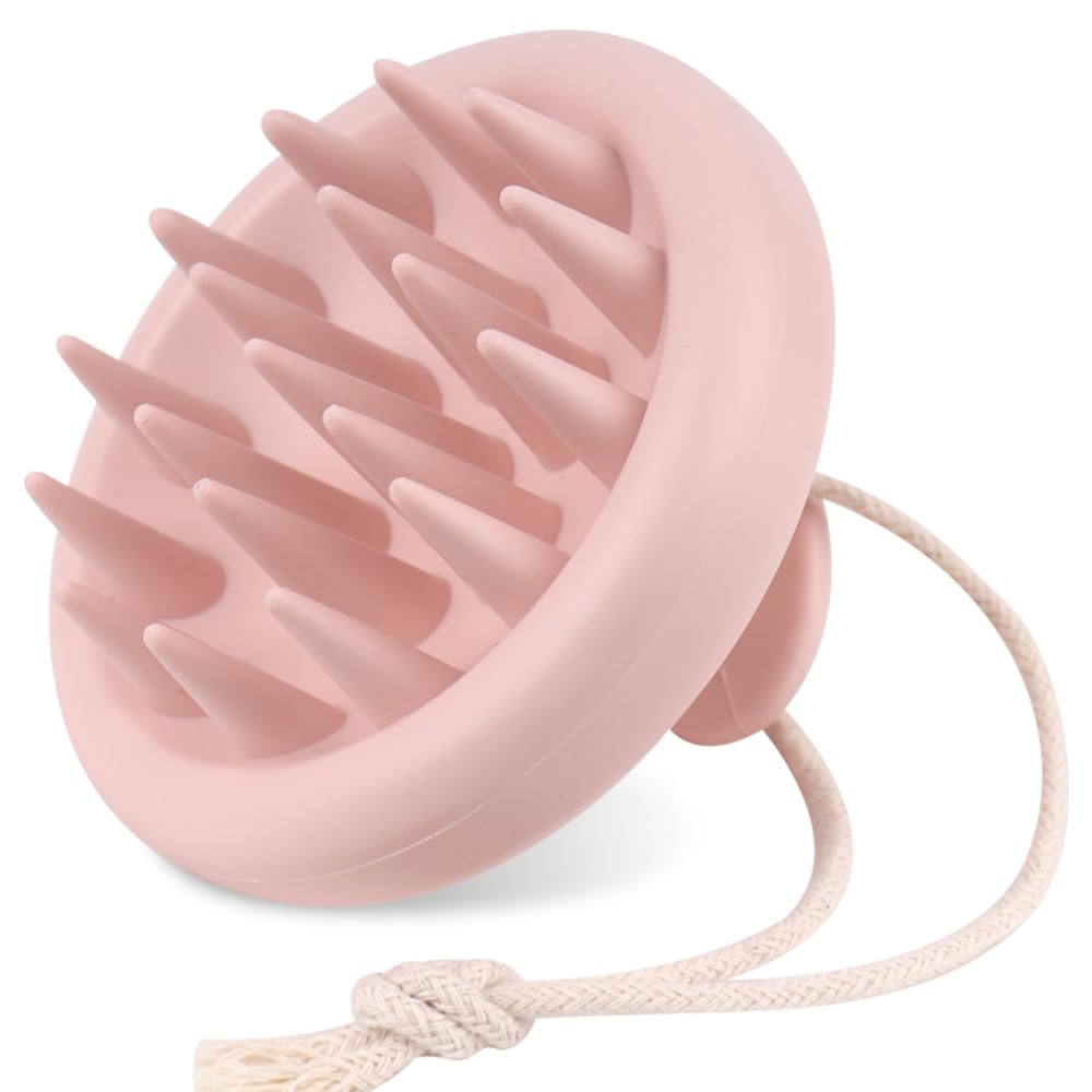 Hilph Silicone Hair Scalp Massager Brush - Pink Shampoo Scrubber For Hair Growth & Dandruff Care