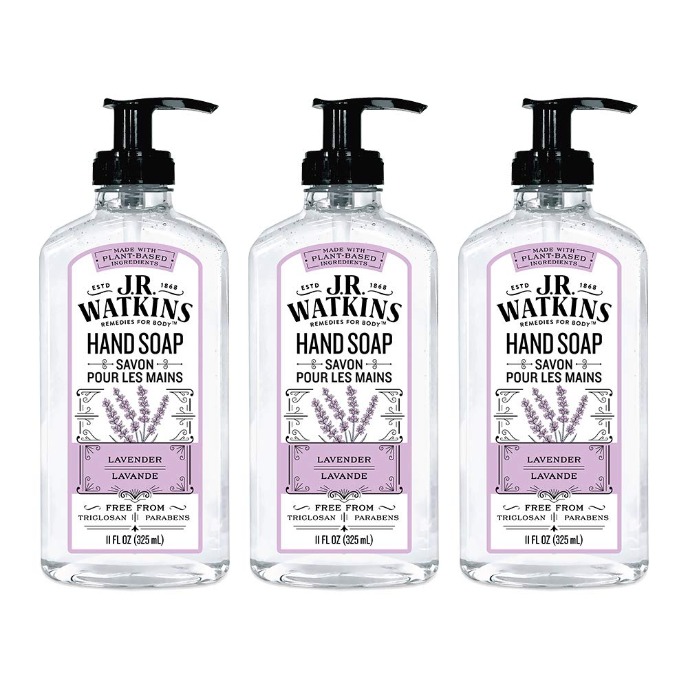 J.R. Watkins Lavender Gel Hand Soap, 11 Fl Oz, Cruelty-Free Liquid Hand Wash, 3 Pack