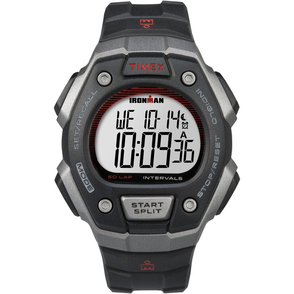 Timex Ironman Classic 50 Men'S Watch - Black/Gray/Red Resin Strap, Full-Size