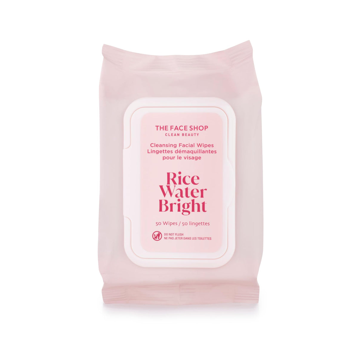 The Face Shop Rice Water Bright Makeup Remover Wipes, Vegan, 50 Count, Moisturizing, Brightening