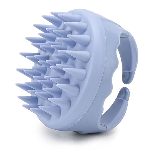 BTYMS Silicone Hair Scalp Massager Shampoo Brush - Blue Exfoliating Scrubber for Shower