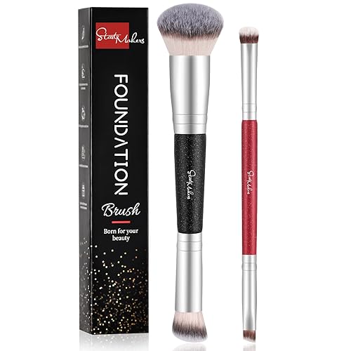 START MAKERS 2-in-1 Makeup Brushes - Dual-ended Foundation, Concealer & Eyeshadow Brush (2Pcs)