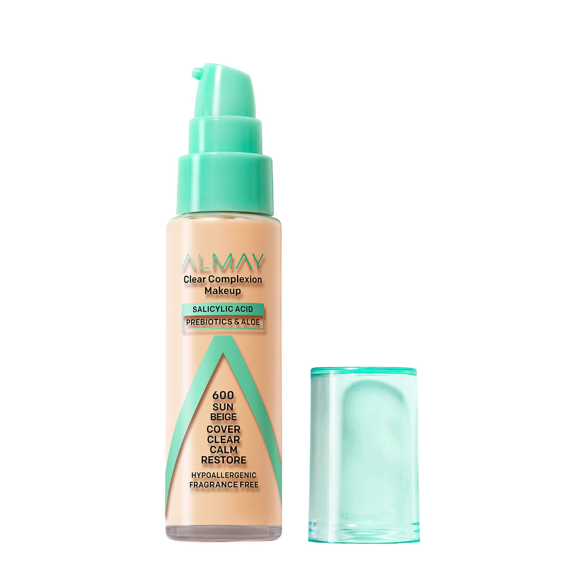 Almay Clear Complexion Acne Foundation, 600 Sun Beige, Lightweight, Medium Coverage, 1 Fl Oz.