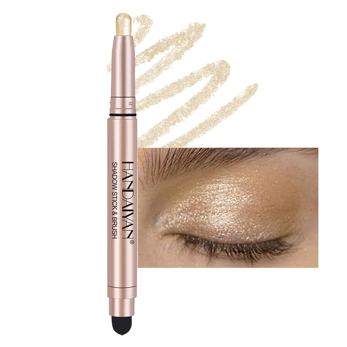 Dekrion Shimmer-Cream Eyeshadow Stick - Long-Lasting Waterproof Glitter Makeup (02 Champagne-Gold)