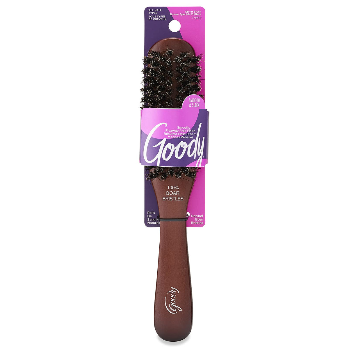 Goody Boar Hair Brush, Wood, 1 Count - Styling Essentials For Smooth, Sleek Hair