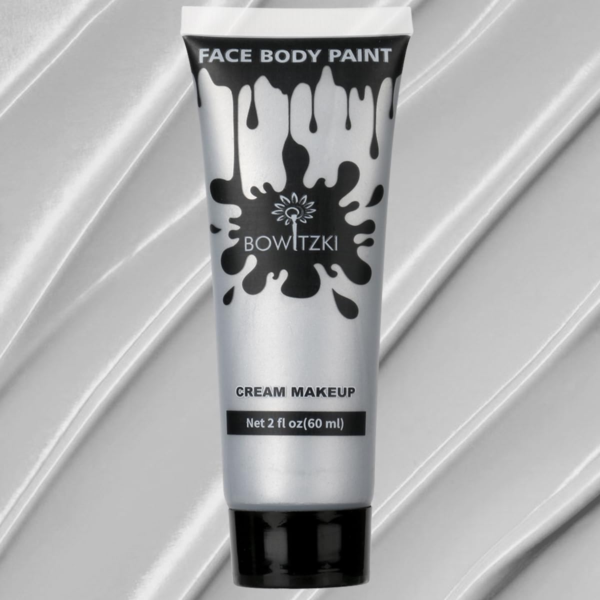 Bowitzki Silver Face And Body Paint 2Oz Cream Makeup For Halloween, Cosplay, Parties