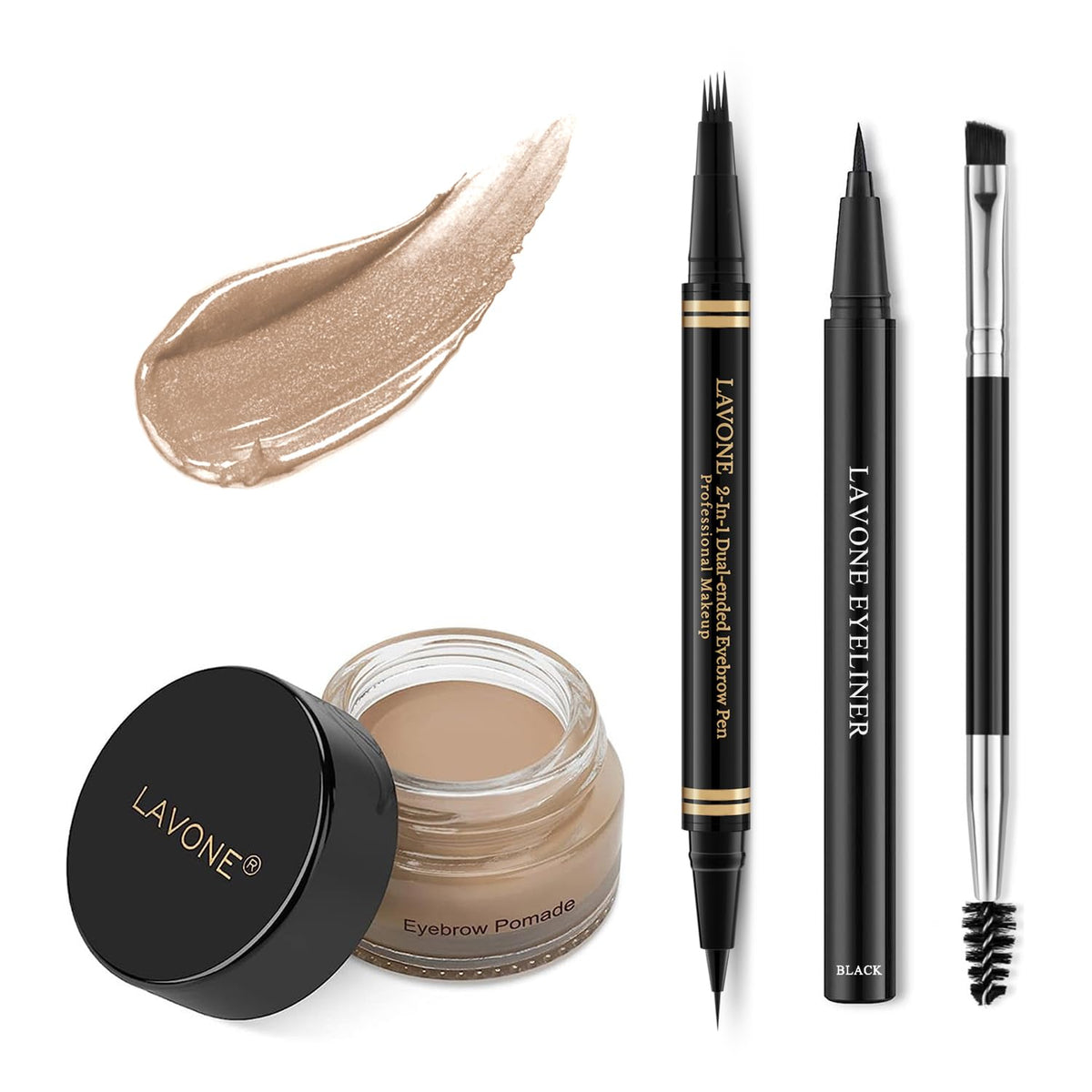 Lavone Blonde Eyebrow Pen Makeup Kit - Waterproof Microblading Pencil, Pomade & Brush Set