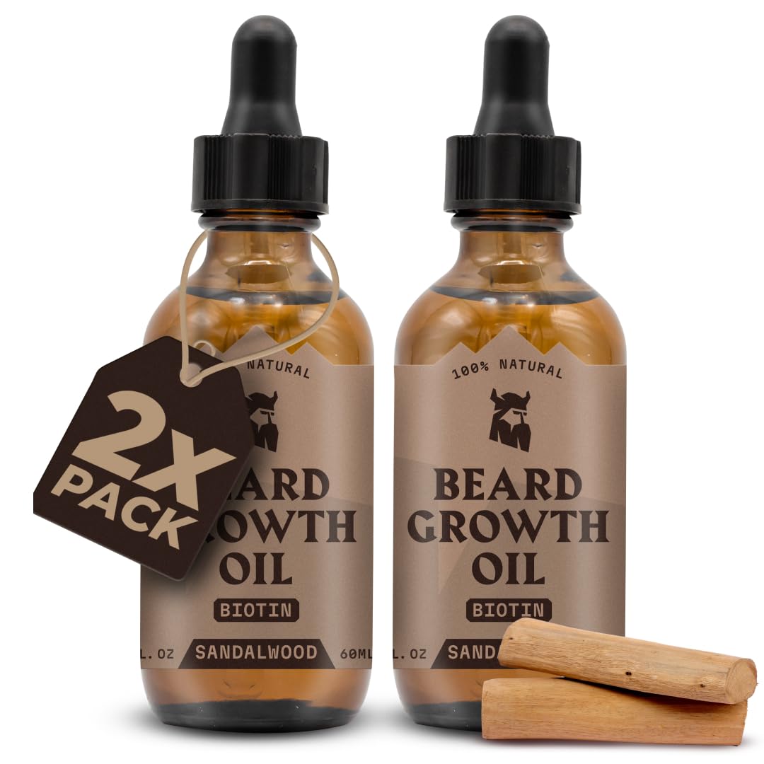 Striking Viking Sandalwood Beard Oil - Biotin Thickening & Conditioning Serum, 2 Fl Oz