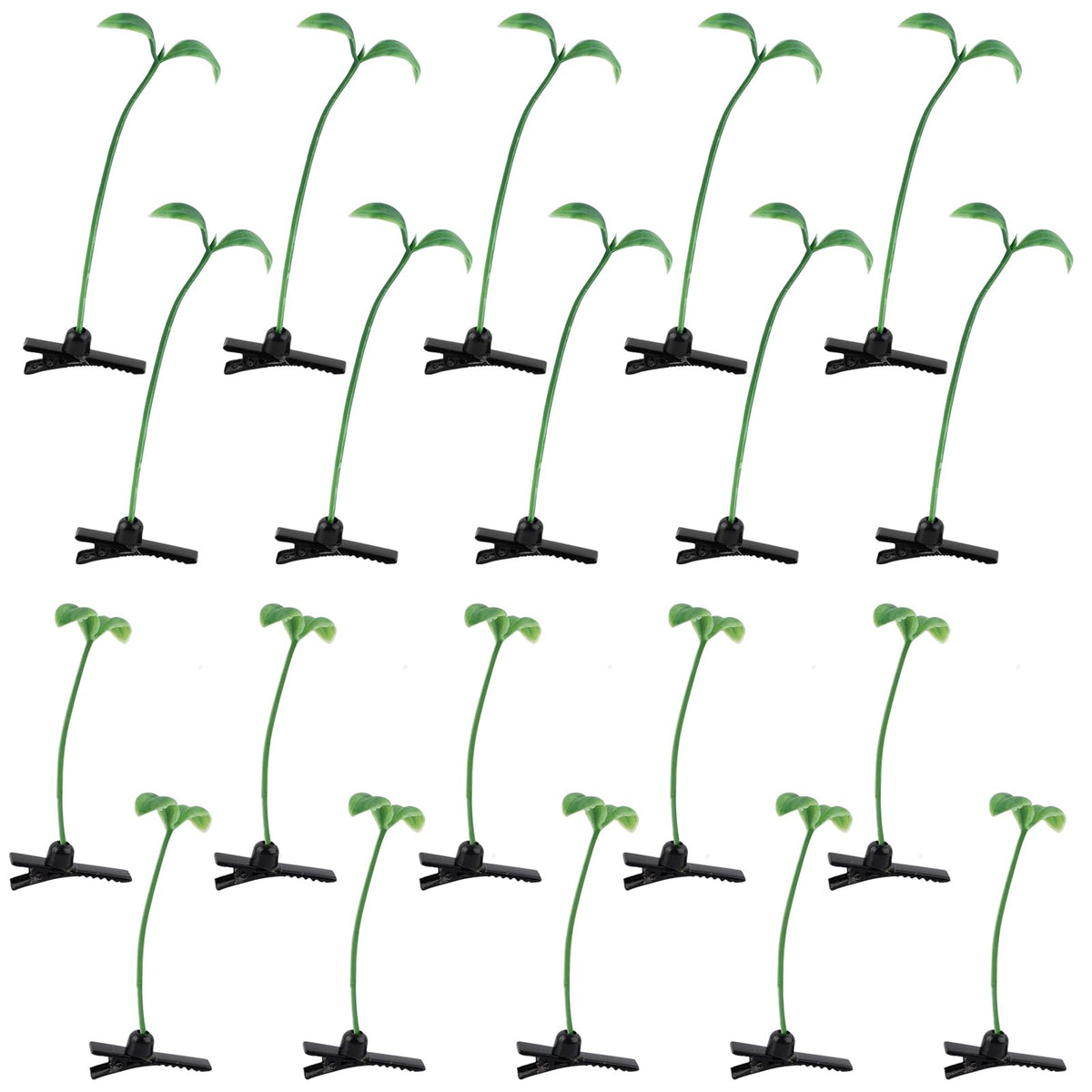 AUEAR 20 Pack Green Plant Bean Sprout Hair Clips for Women & Girls - Plastic Hairpins