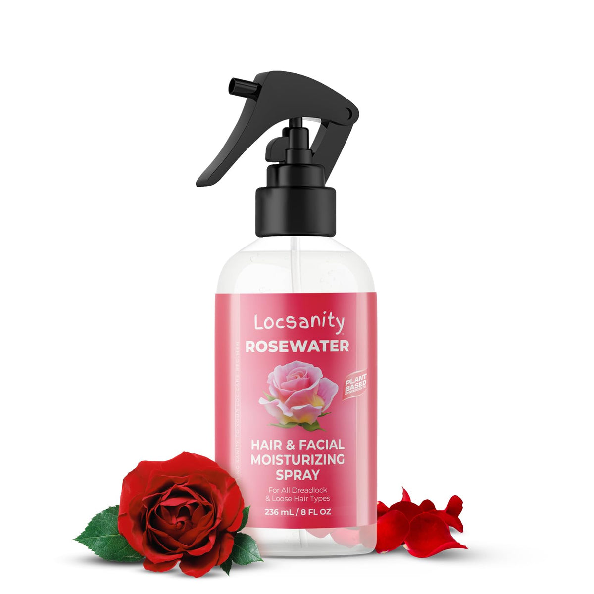 Locsanity Pure Rosewater Hair & Facial Spray - 8 Fl Oz Daily Moisturizing & Refreshing Mist