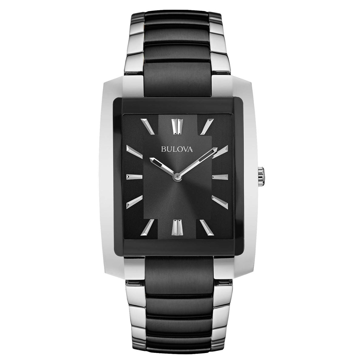 Bulova Men'S Classic Stainless Steel Rectangle 2-Hand Quartz Watch - Black