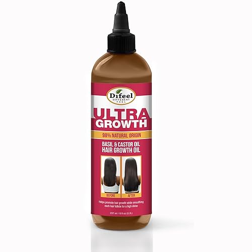 Difeel Ultra Growth Basil & Castor Hair Growth Oil - 8 Oz For Thicker, Healthier Hair