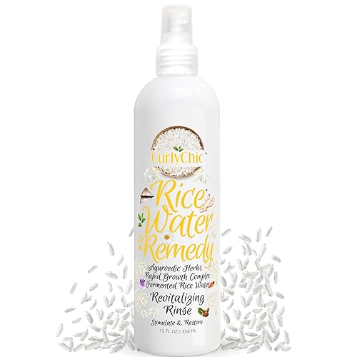 Curly Chic Rice Water Remedy Revitalizing Hair Rinse - Anti-Breakage Ayurvedic Conditioner 8 Oz