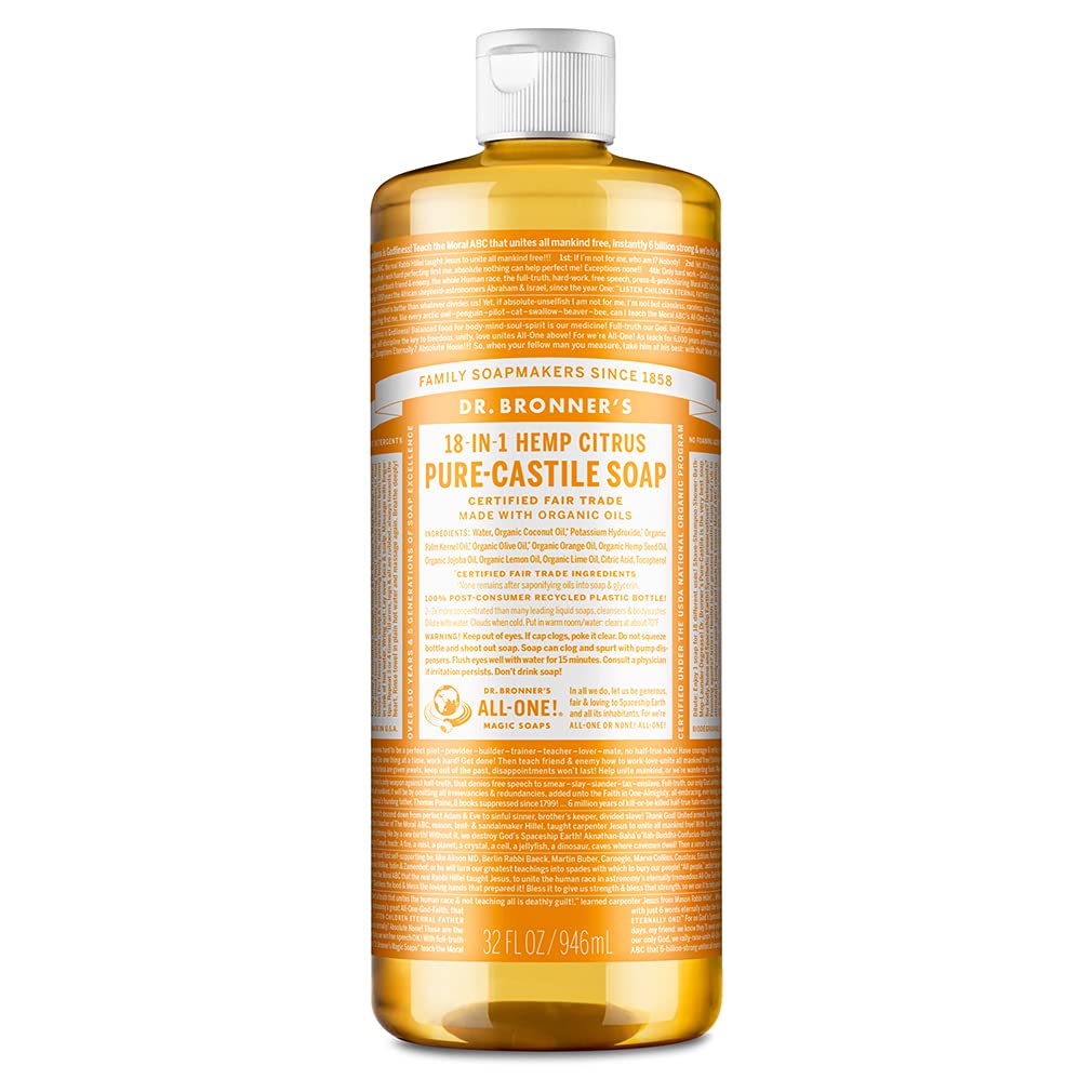 Dr. Bronner'S Pure-Castile Liquid Soap Citrus 32 Oz - Organic, Vegan, 18-In-1 Uses