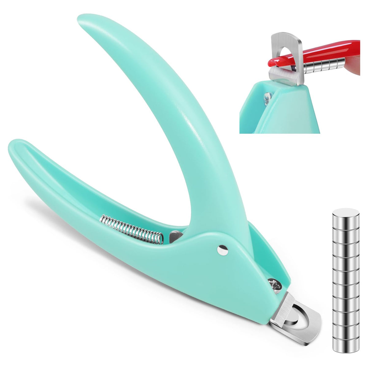 Morgles Acrylic Nail Clippers With Magnet Sizer - Adjustable Cutters For Salon & Home Use, Green