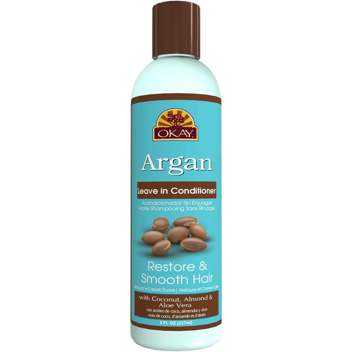 Okay Argan Leave In Conditioner 8 Oz - Hydrate & Smooth All Hair Types, Paraben & Sulfate Free