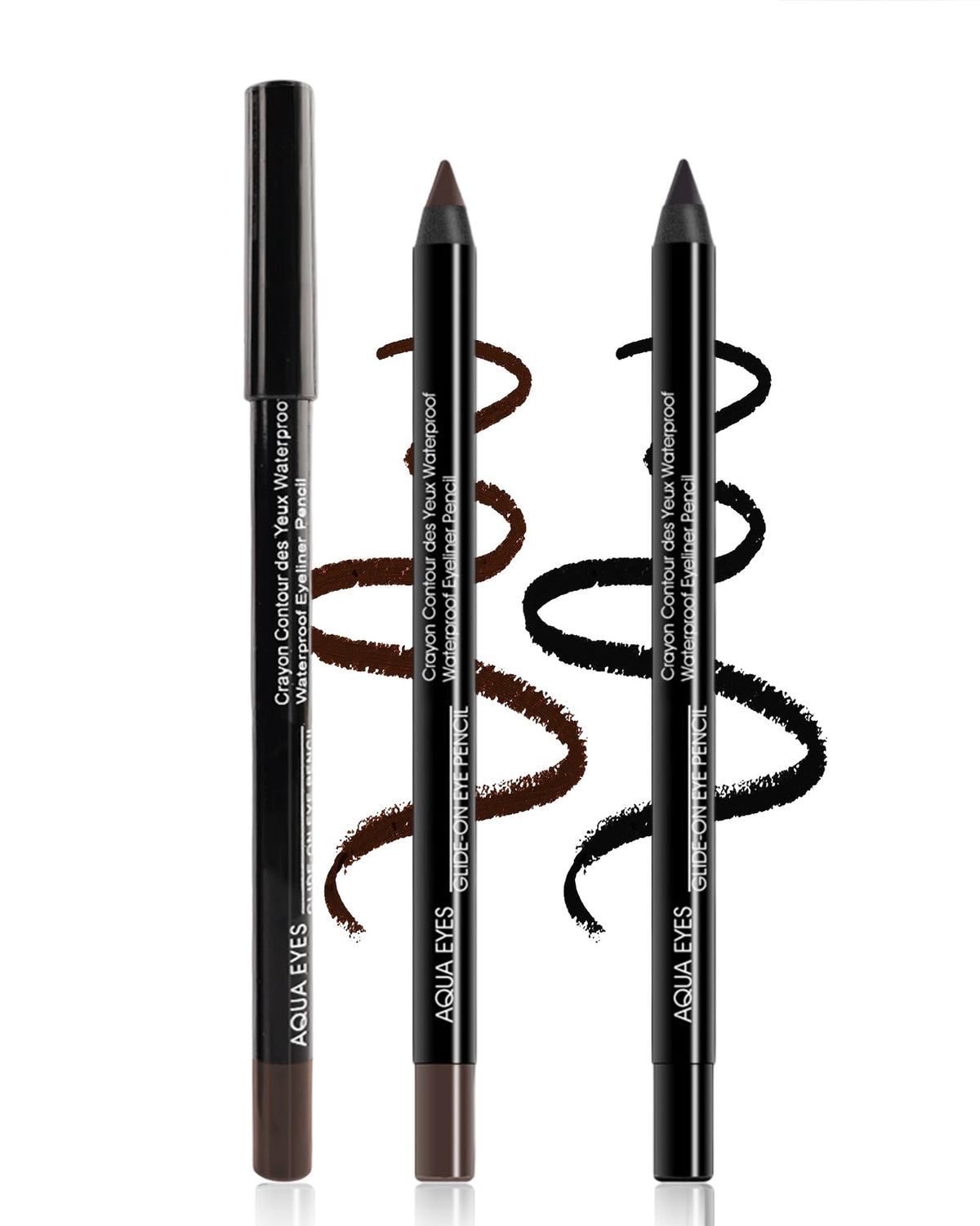 Lysdefeu Gel Eyeliner Pencil Set - 3 Waterproof Shades For Cat Eye & Smoky Eye Makeup