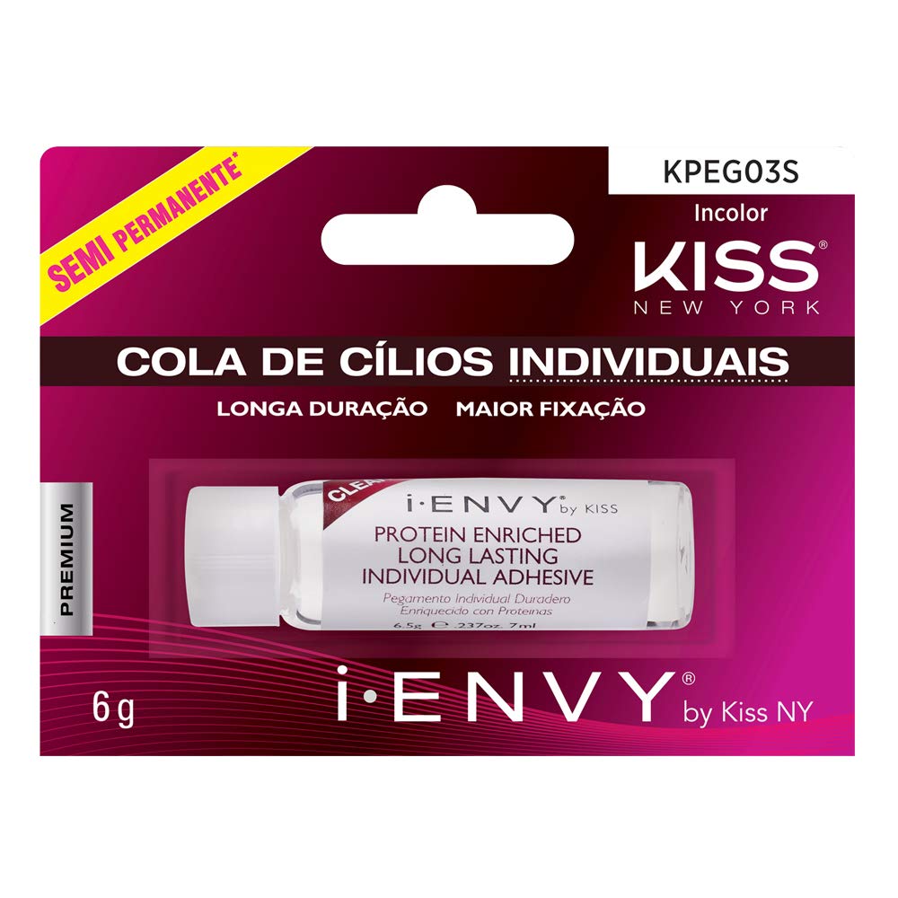 Kiss I Envy Clear03 Eyelash Adhesive 0.21Oz - Clear Protein Formula For Individual Lashes