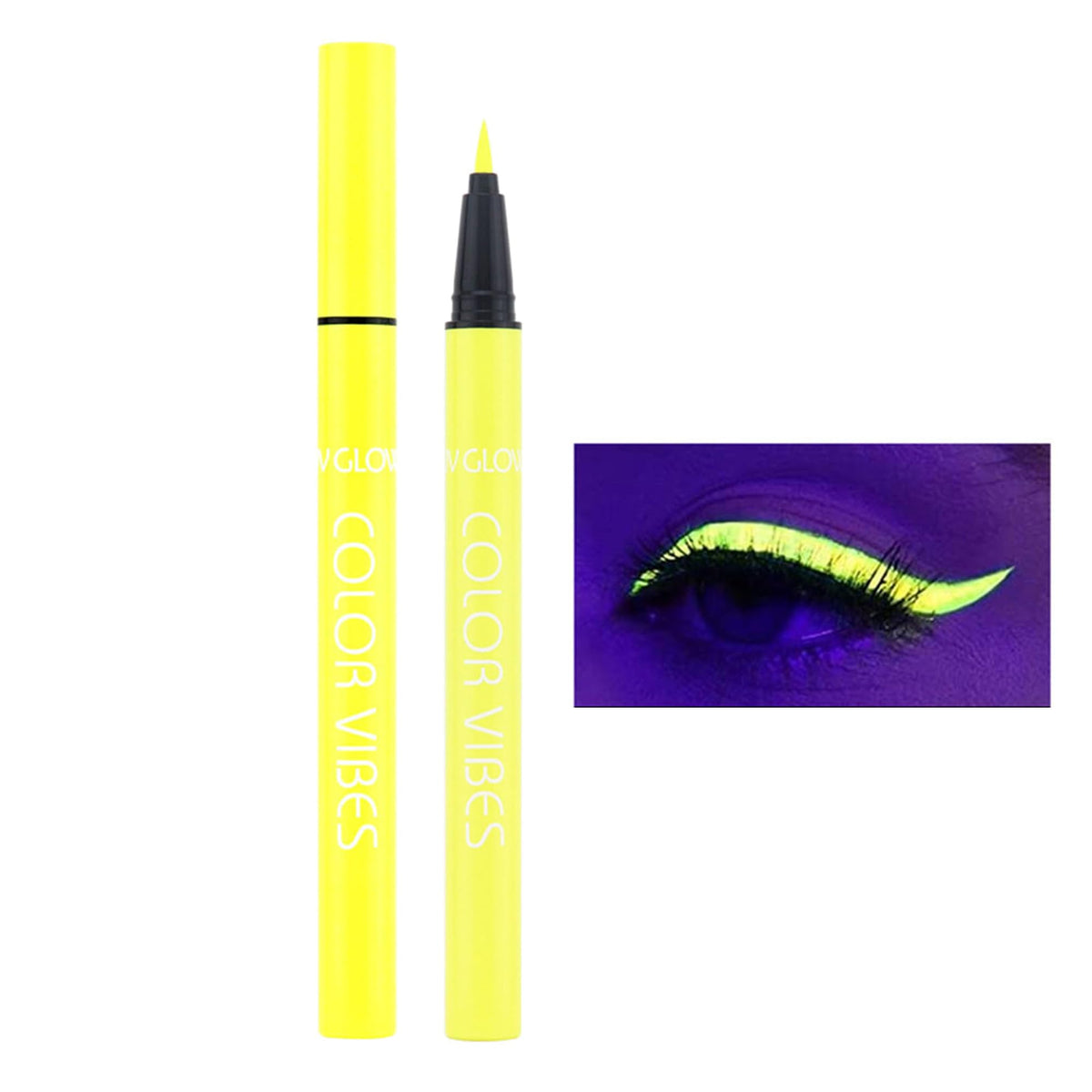 Wismee Uv Glow Neon Yellow Liquid Eyeliner - Waterproof, Smudgeproof, Long Lasting For Makeup