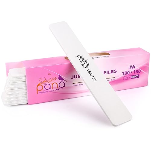 Pana 10Pcs Jumbo Emery Nail Files 180/180 Grit - Professional Manicure & Pedicure Tools