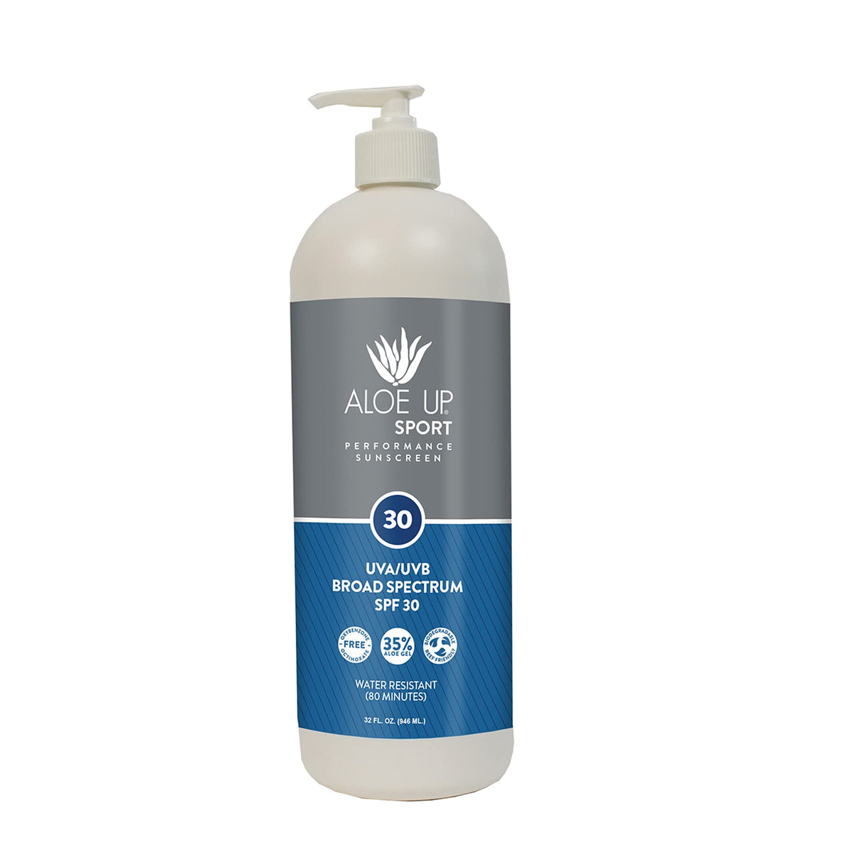 Aloe Up Aloe Infused Spf 30 Sport Sunscreen Lotion - Waterproof, Reef Friendly, 32 Fl Oz