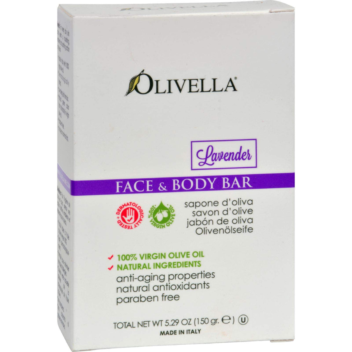 Olivella Lavender Face And Body Bar Soap - 5.29 Oz, Purple, 1 Count