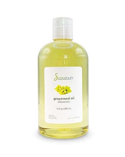 Soapeauty Grapeseed Oil Cold Pressed Unrefined 12 OZ - Natural Carrier for Skin & Hair Moisturizer