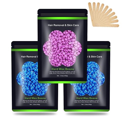 Auperwel Hard Wax Beads For Sensitive Skin, 10.5 Oz, Painless Hair Removal Kit, 3 Packs