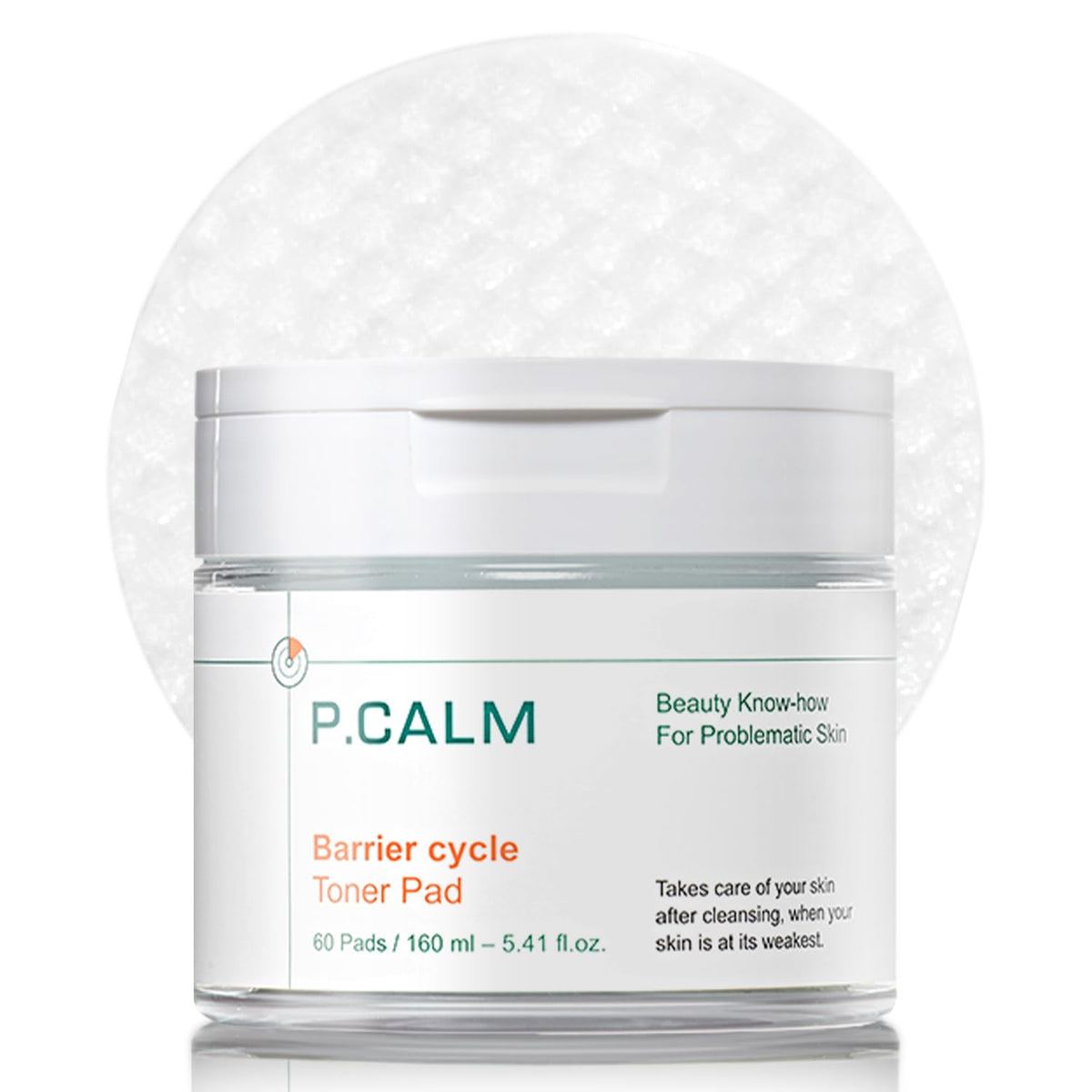 P.Calm Barrier Cycle Toner Pad 60 Count | Vegan, Cruelty-Free, Soothing For Sensitive Skin