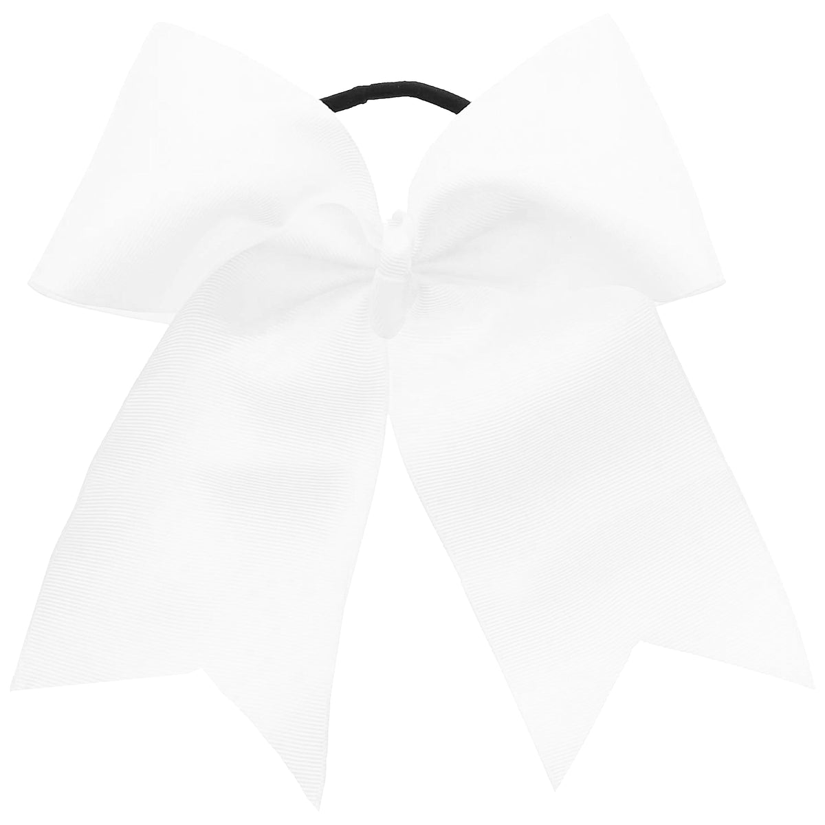 Motique Accessories White Jumbo Bow Pony with Tails, Grosgrain, 1 Count