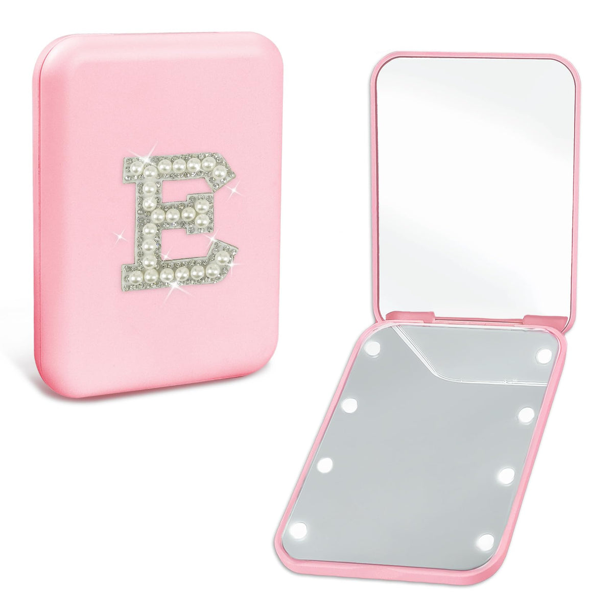 Aganmi Pink Led Compact Mirror For Girls, Cute Makeup Mirror, Perfect Birthday Gift For Teens