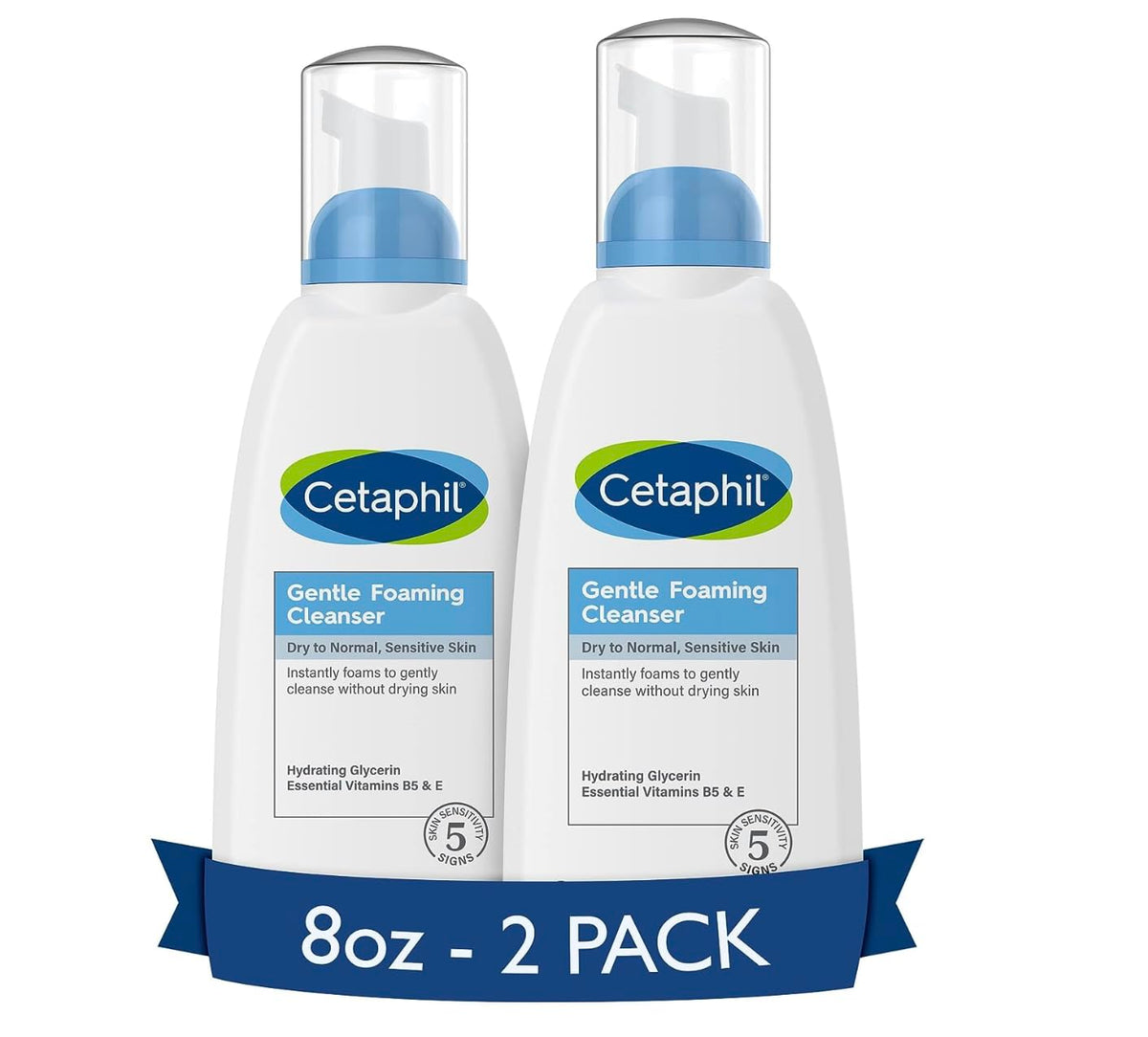 Cetaphil Oil Free Foaming Cleanser, 8Oz (Pack Of 2), Gentle For Sensitive Skin, Fragrance Free