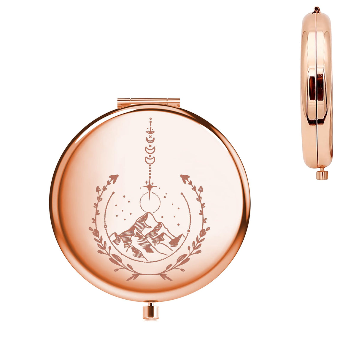 Cmnim Rose Gold Acotar Compact Makeup Mirror - City Of Starlight Gift For Book Lovers