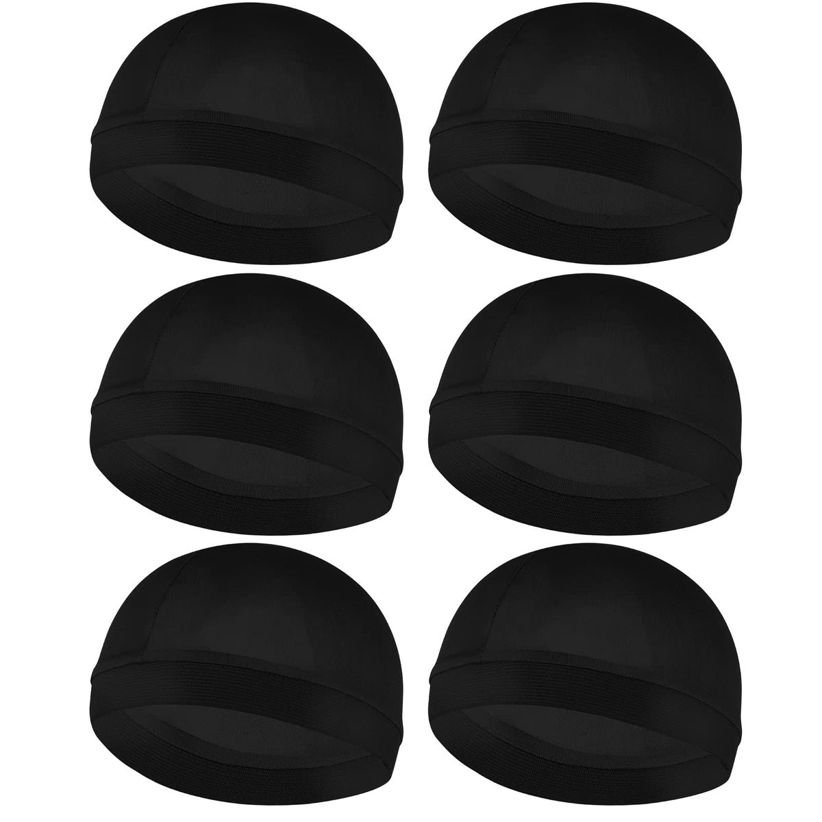 Molain 6Pcs Black Satin Durags For Men, Soft Breathable Wave Caps For 360 540 720 Waves