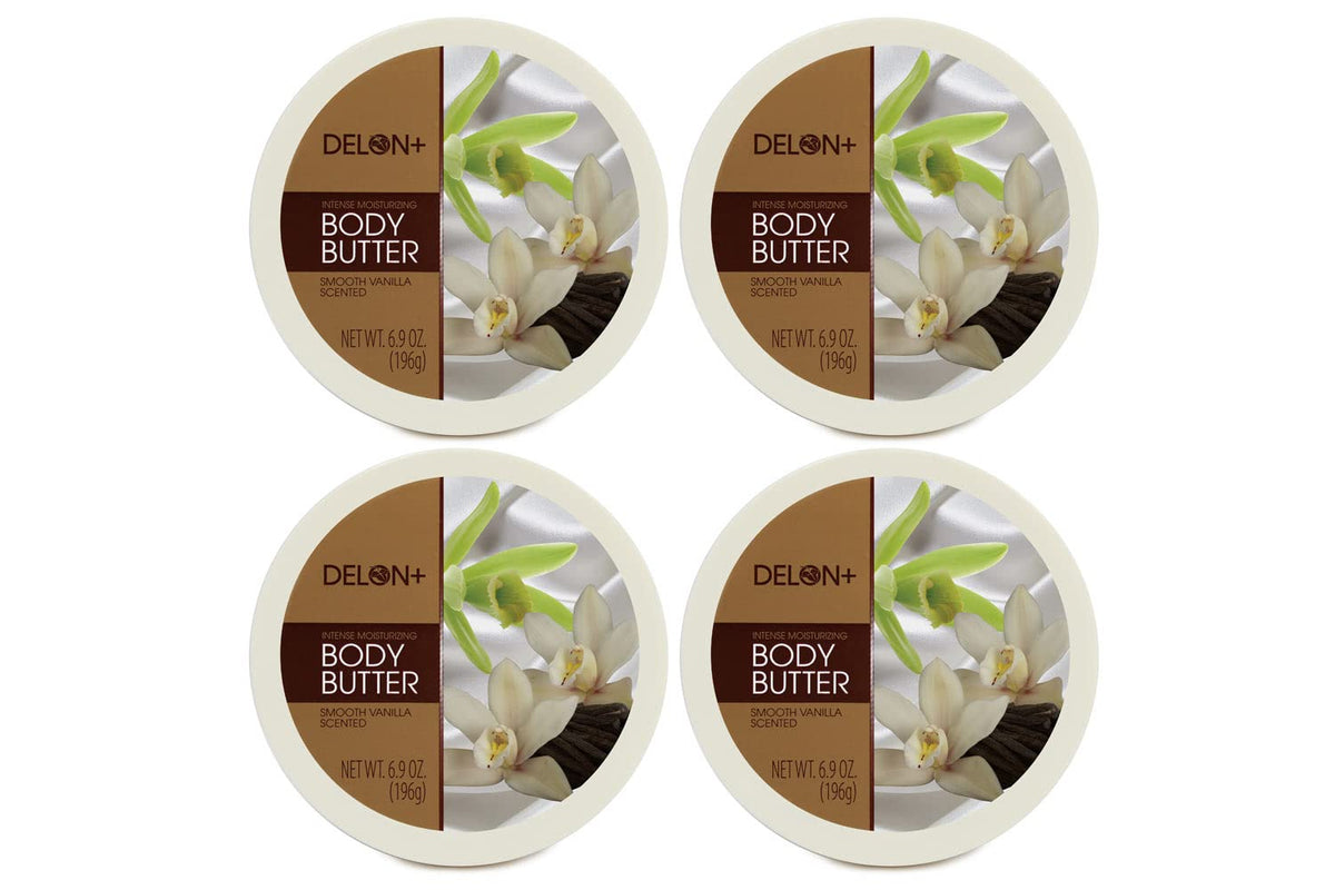 Delon Intense Moisturizing Body Butter, Smooth Vanilla, 4 Count - 6.9 Oz Each