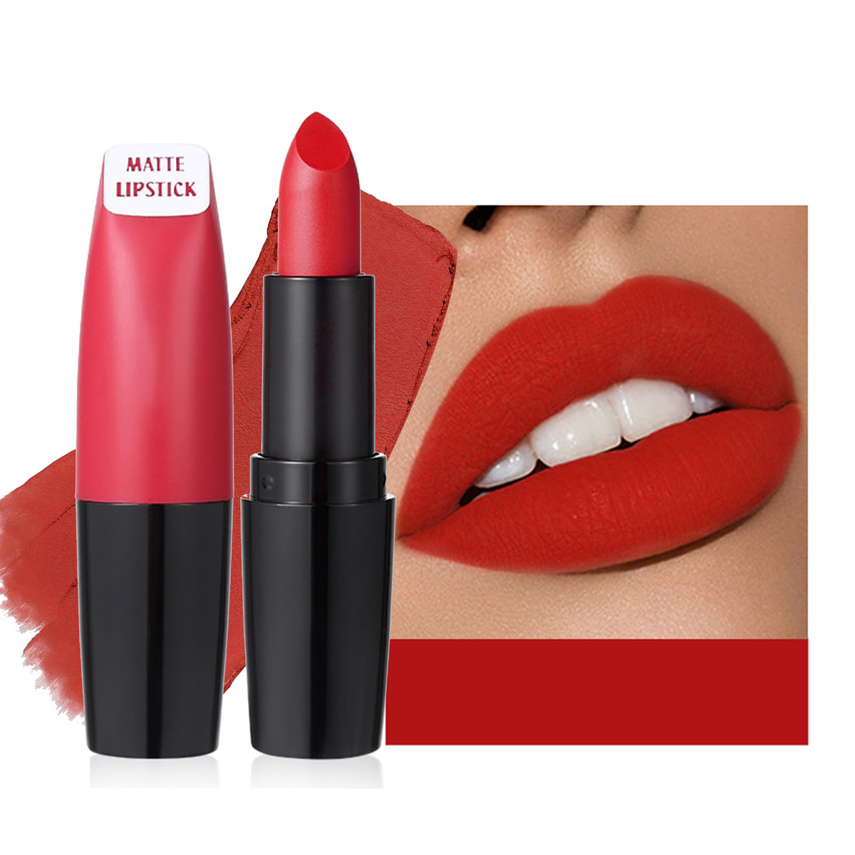 Dlzzrs Silk Matte Lipstick, Long Lasting Waterproof Lip Gloss, Intense Vivid Color (08#)