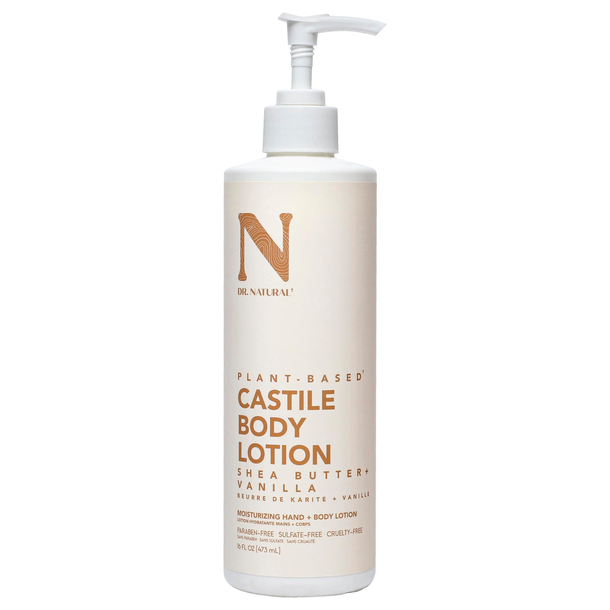 Dr Natural Castile Body Lotion  Shea Butter  16 oz  PlantBased  ParabenFree  SulfateFree  CrueltyFree  Made with Organic