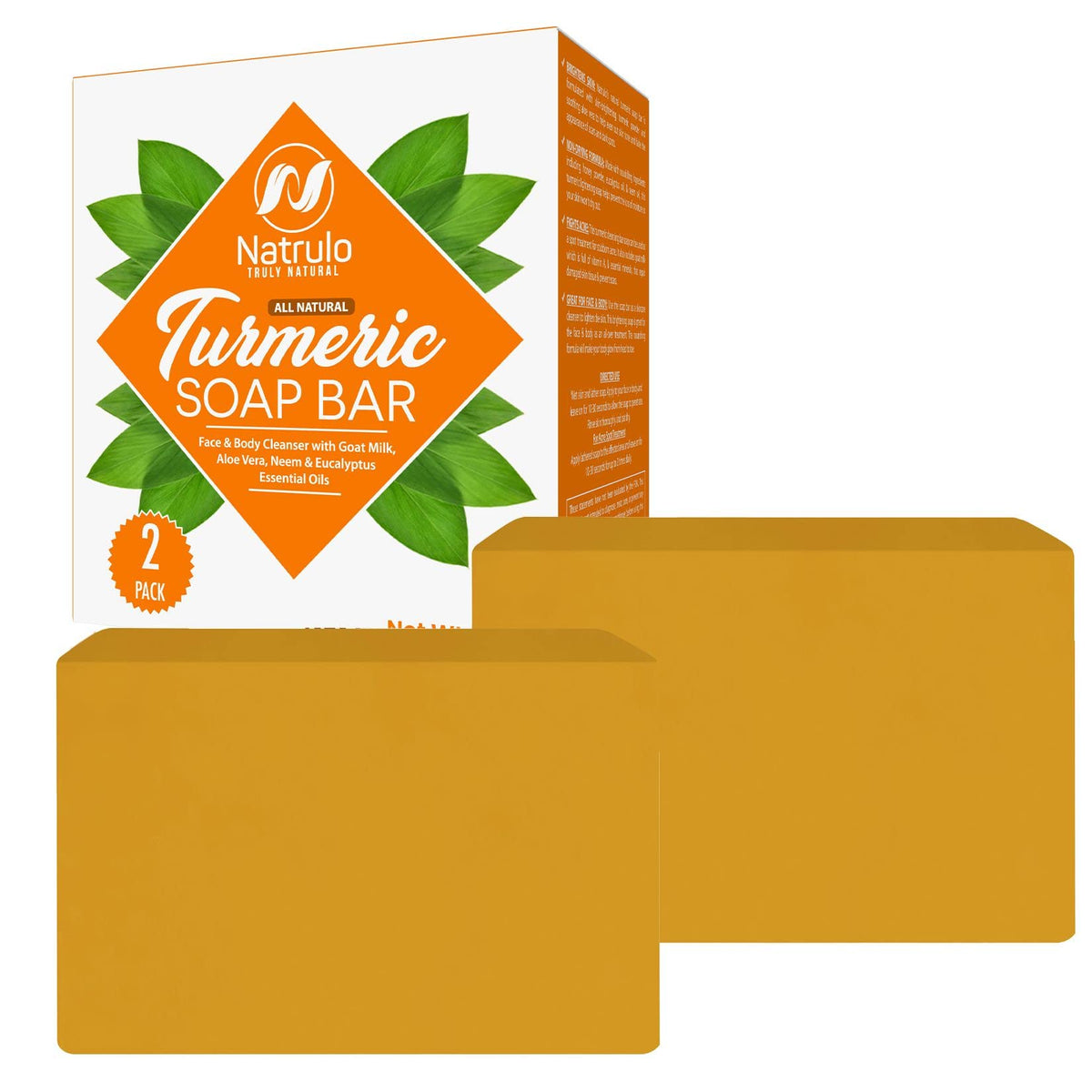 Natrulo Turmeric Soap Bar - All Natural Face & Body Cleanser, 4 Oz, Made In Usa, All Skin Types