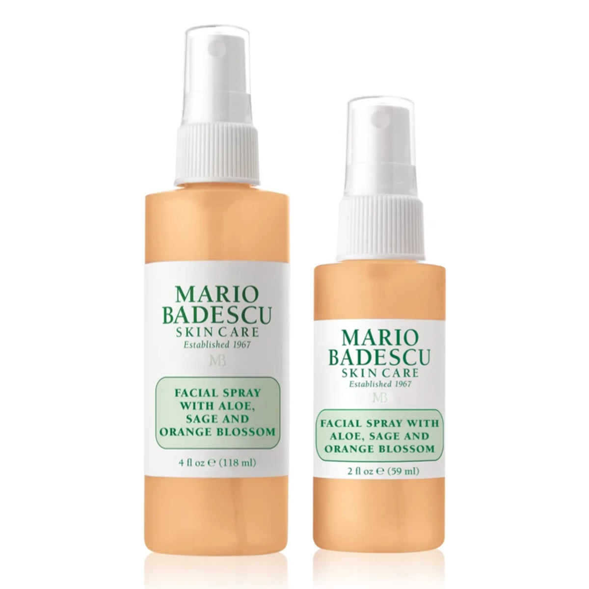 Mario Badescu Facial Spray With Aloe & Sage - Hydrating Face Mist Combo (4 Fl Oz & 2 Fl Oz)