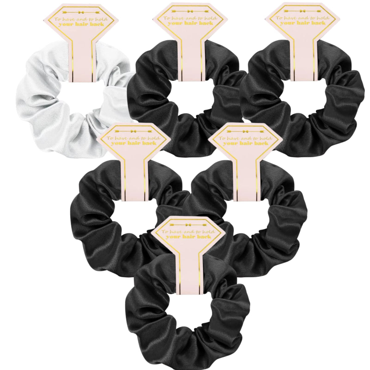 Loanzeg Satin Bridesmaid Scrunchies Set Of 6 - No Damage Hair Ties For Wedding Party Favors