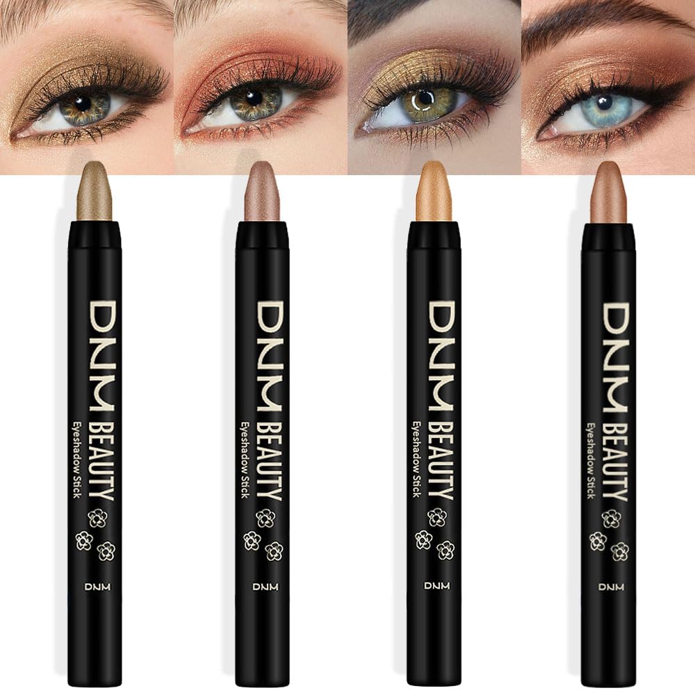 Kaely 4Pcs Cream Eyeshadow Stick Set - Waterproof Eye Brightener Makeup, Shimmer Colors